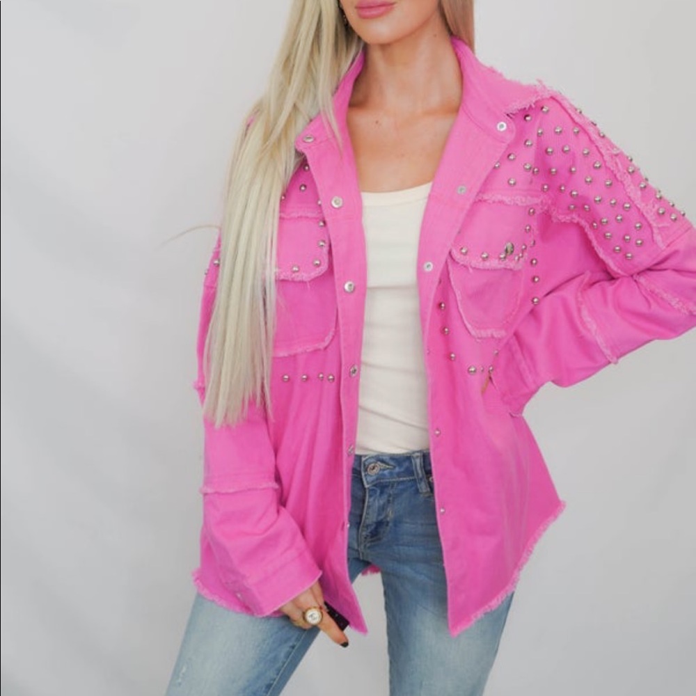 Pink Studded Shacket - Picture 4 of 8